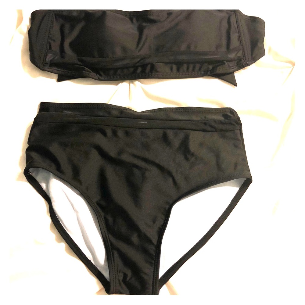 Two-Piece High Waisted Black Swimsuit